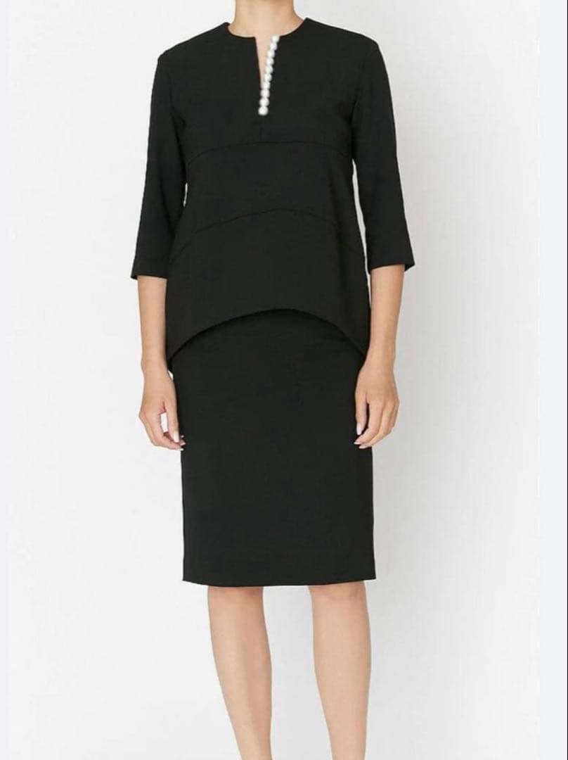 ヨーコチャン　ロングスリーブパールスリットラインブラウス　38