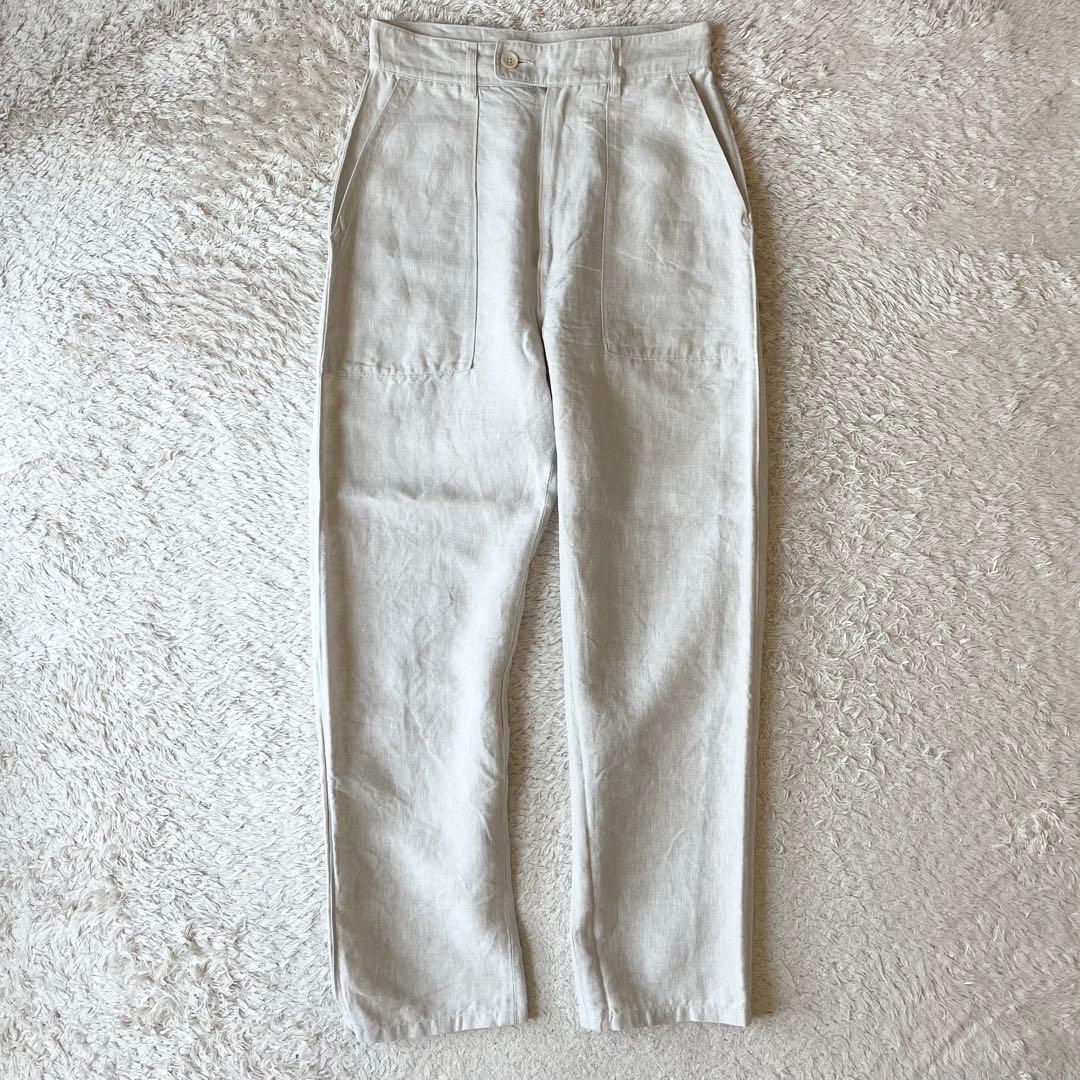 45R 極美品 リネンの908ベイカーパンツ 1 ナチュラル