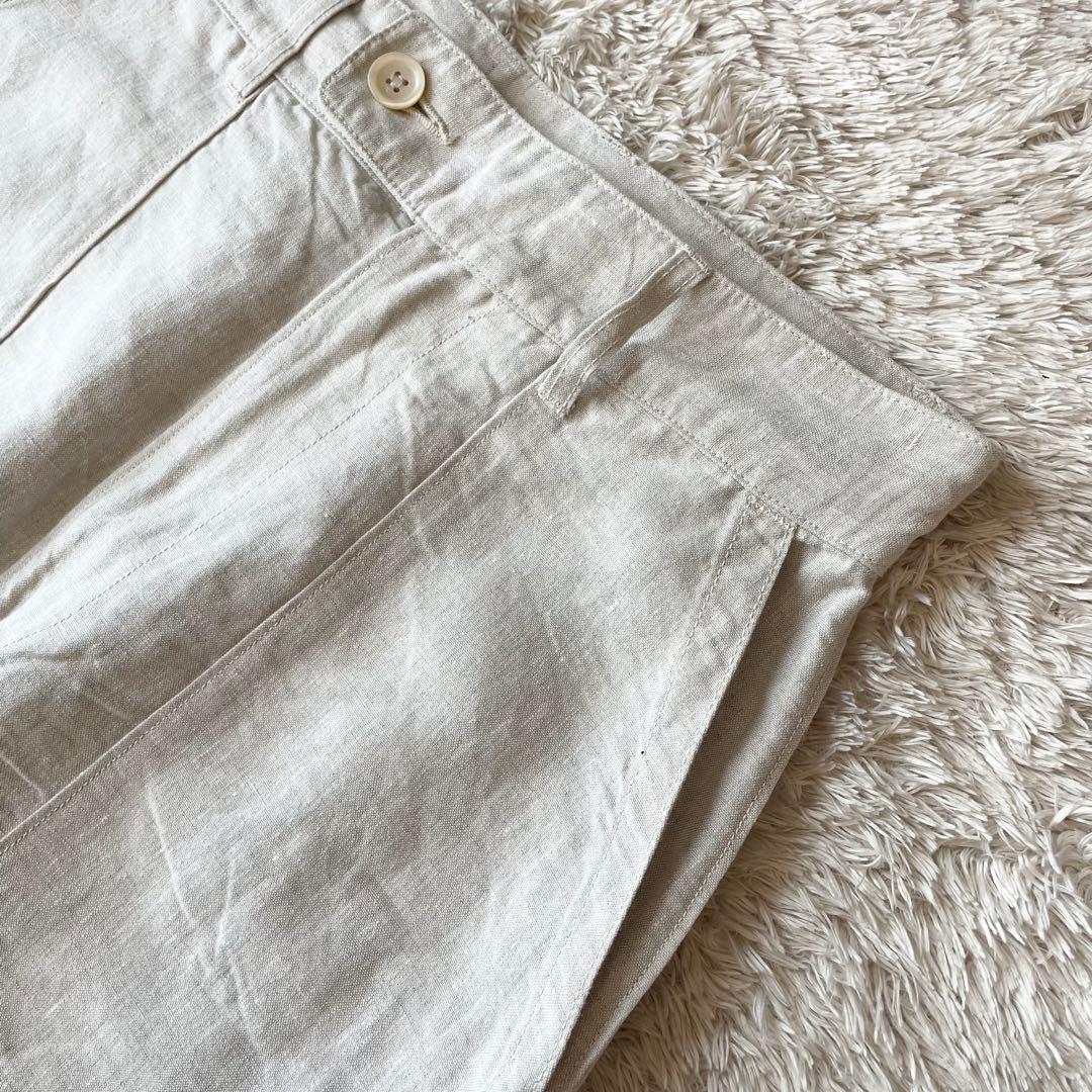 45R 極美品 リネンの908ベイカーパンツ 1 ナチュラル