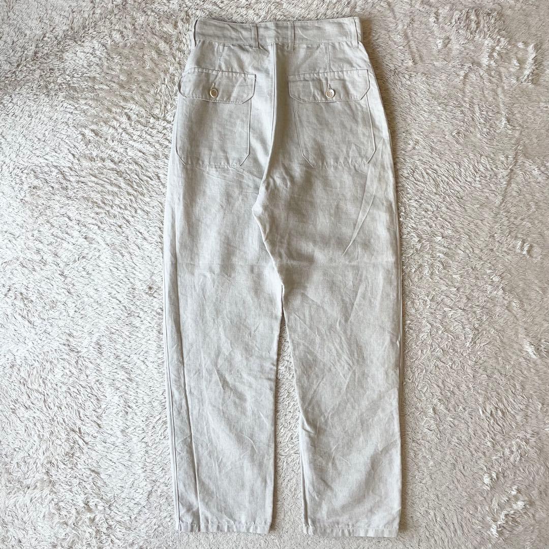 45R 極美品 リネンの908ベイカーパンツ 1 ナチュラル