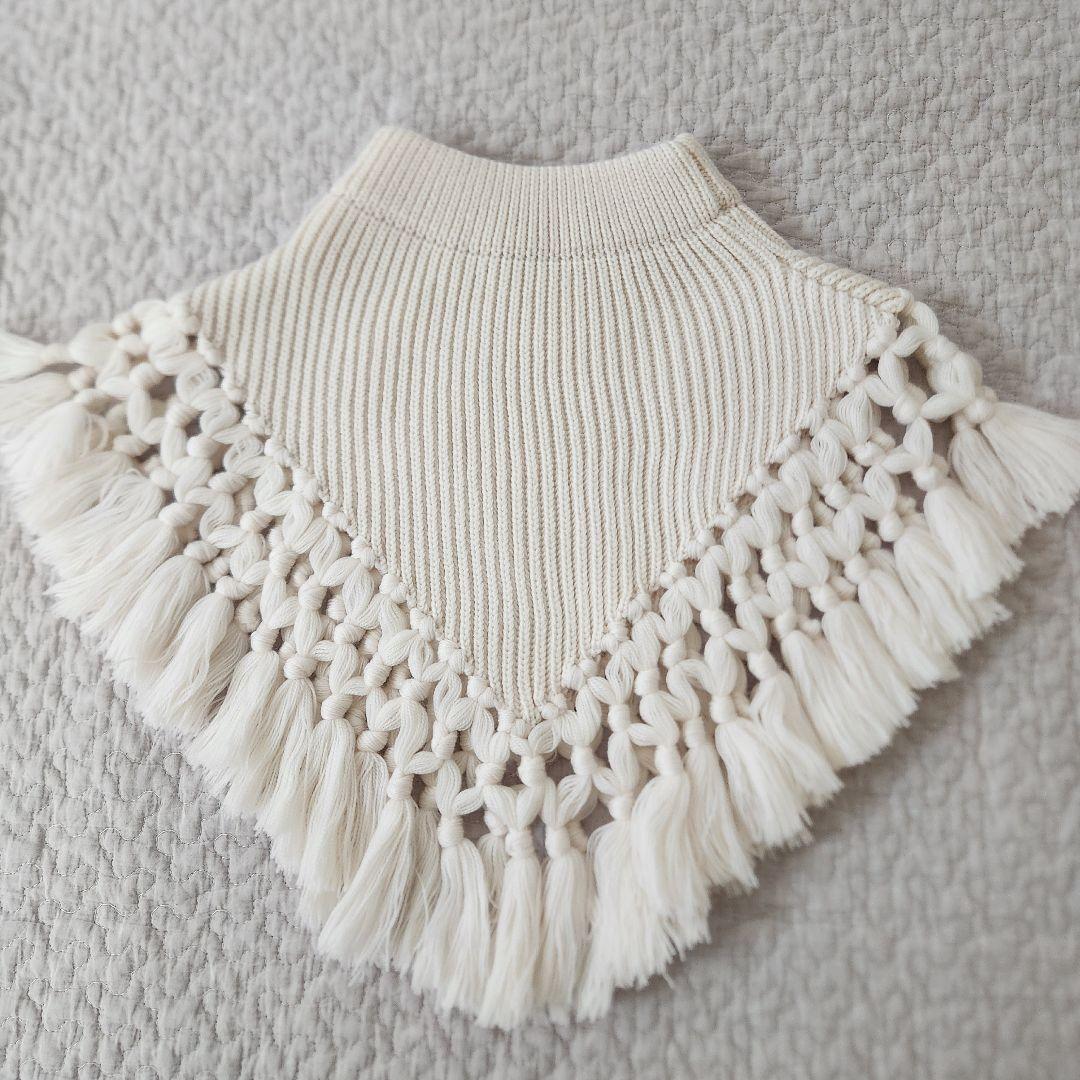 美品★HYKE　ネックウォーマー　ウール　つけ襟　付け襟　フリンジ