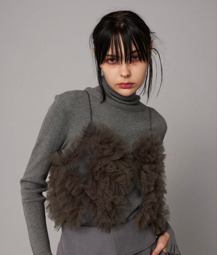 【HeRIN.CYE】チュールキャミソール/GRY