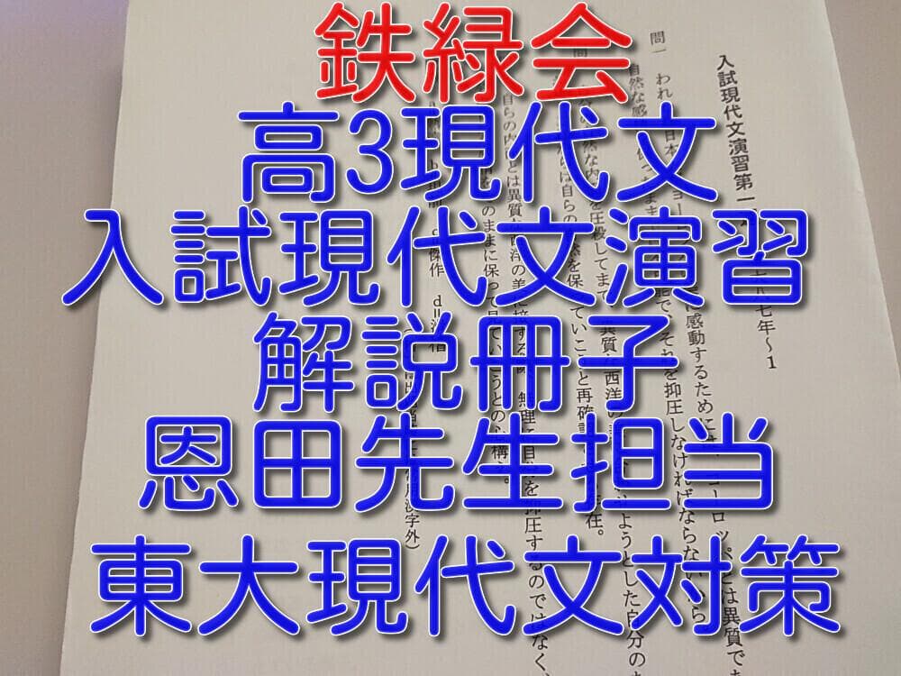 鉄緑会の恩田先生による高3入試現代文演習解説冊子　駿台　河合塾　東進