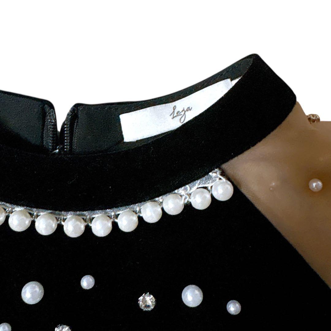 【LEJA】シアースリーブパールビジューベロアマーメイドドレス ワンピース S