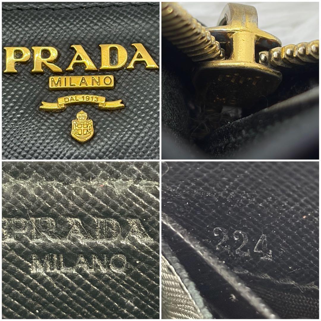 美品✨プラダ 長財布 ラウンドファスナー サフィアーノ レザー 金具 黒