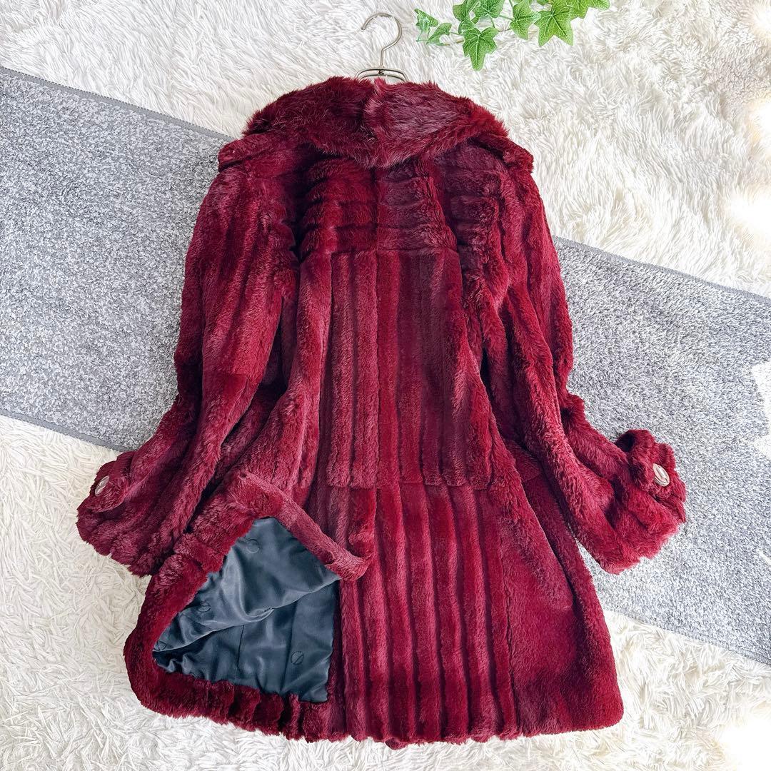 希少　オールド　ディオール　毛皮　コート　ミドル丈　ファー　シェアード　ボルドー