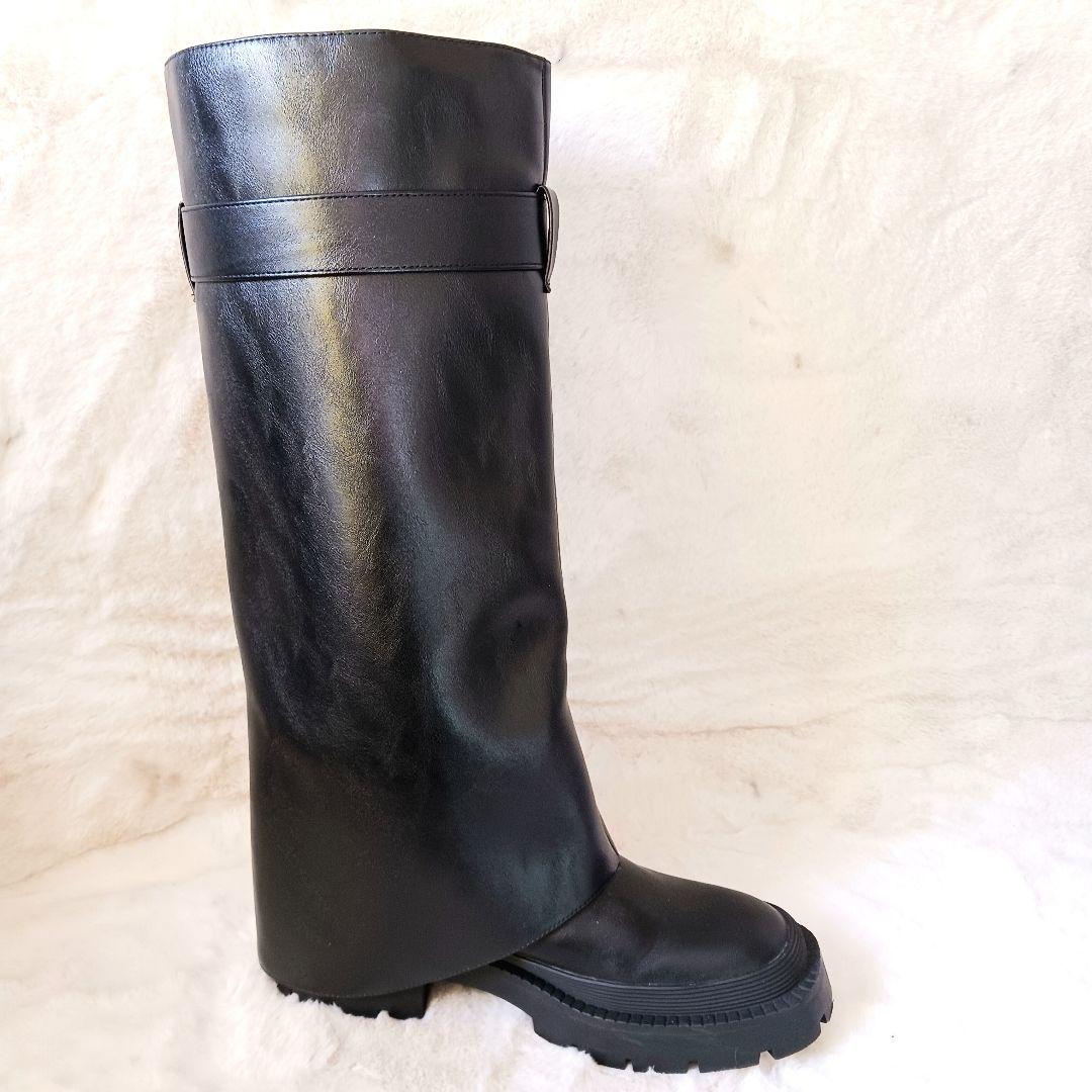 未使用　ザラ ニーハイゲートルロングブーツ 2024年モデル　23.5㎝　黒