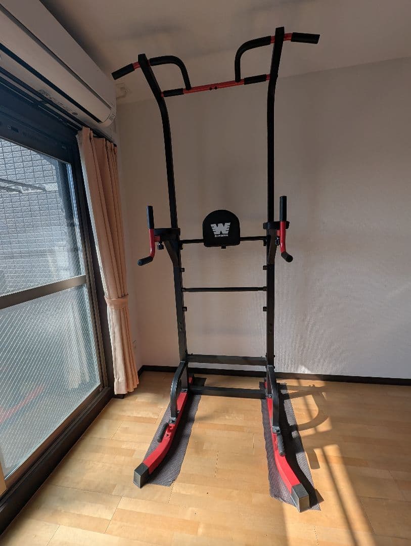 BARWING 懸垂マシン ぶら下がり健康器 改良モデル 高さ調整11段階 赤