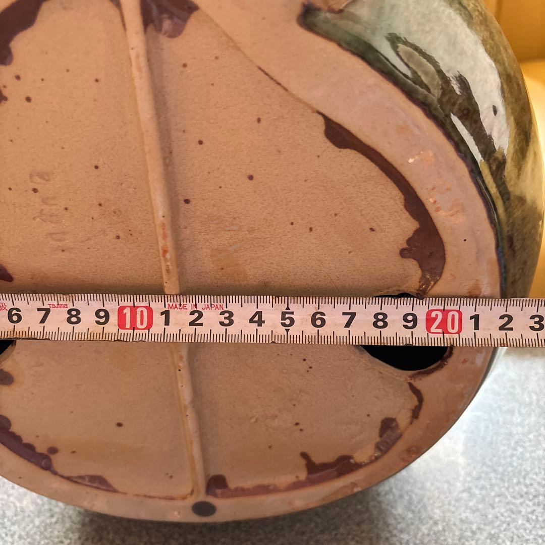 笑顔の可愛い大きな陶器の猫の置物 27×27cm