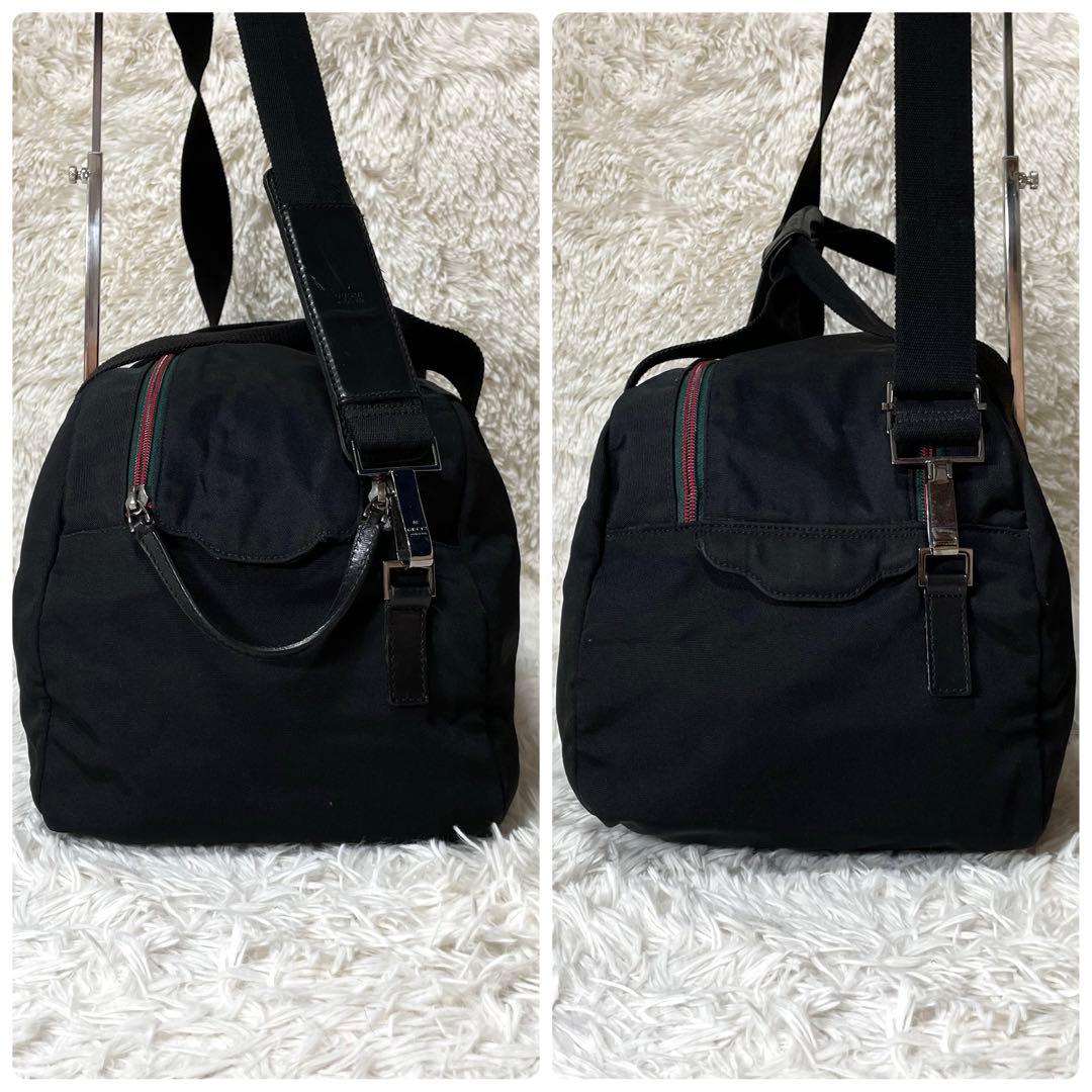 【超極美品】GUCCI グッチ　ボストンバッグ ナイロン　ブラック　黒　2way