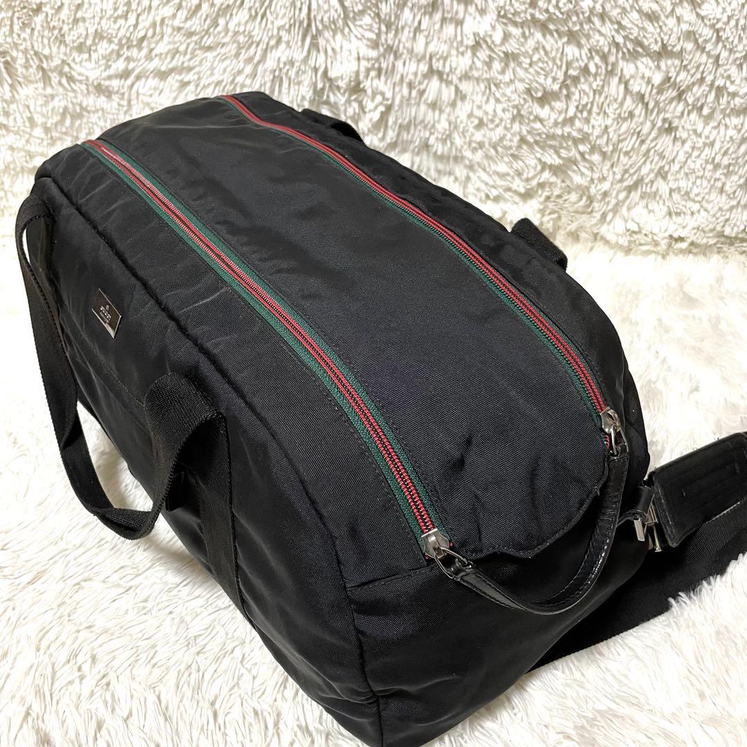 【超極美品】GUCCI グッチ　ボストンバッグ ナイロン　ブラック　黒　2way