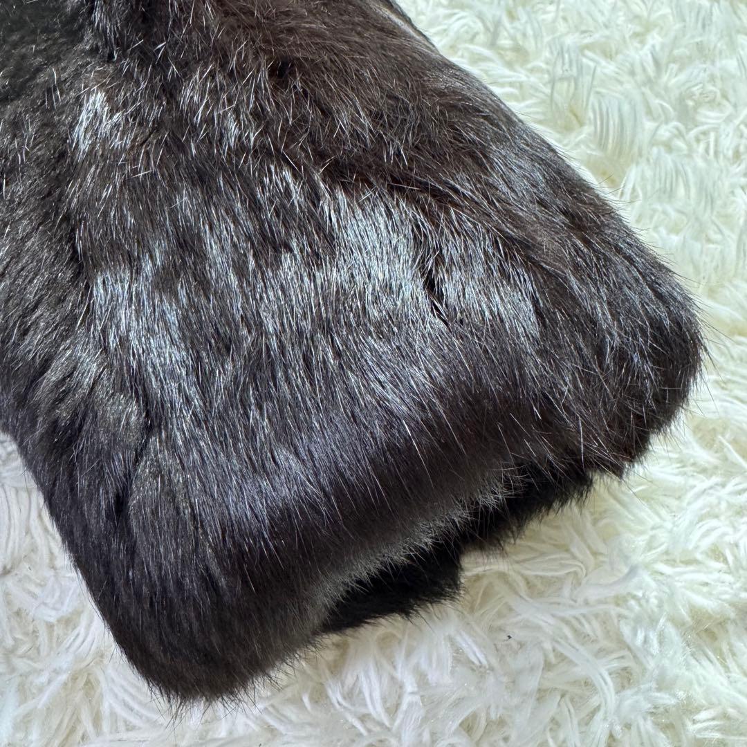 ミンク　リアルファーコート　ダークブラウン　大きいサイズ　艶　光沢　毛皮