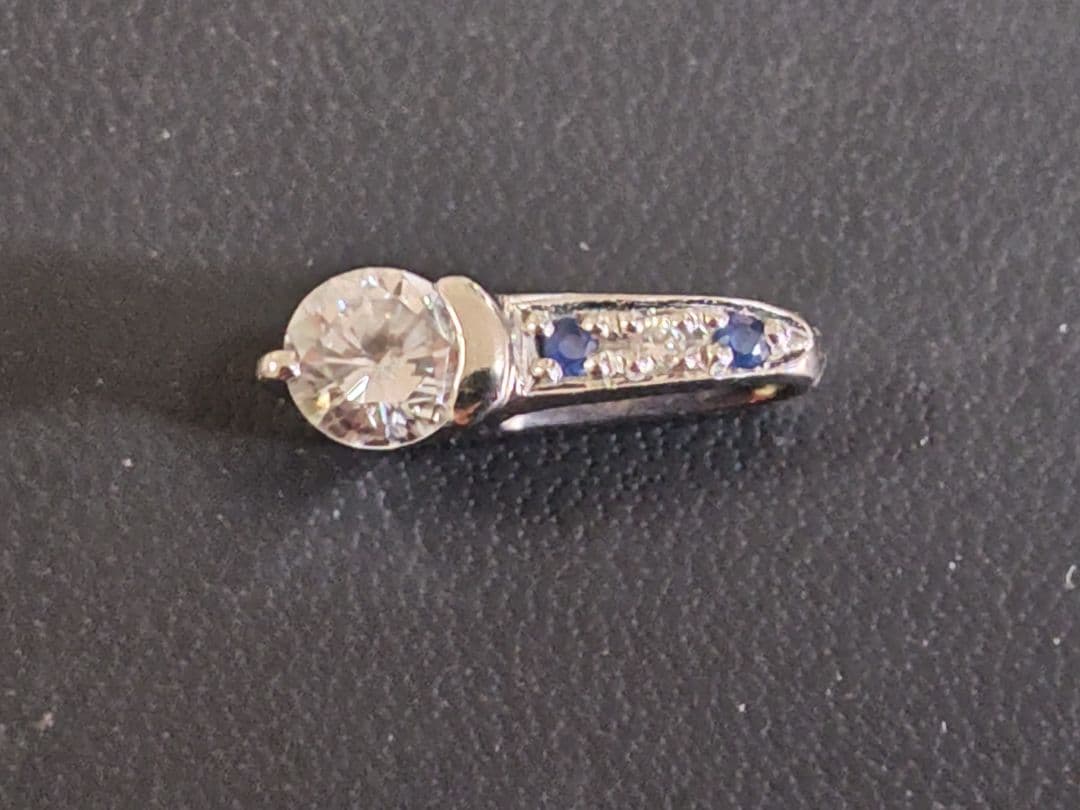 Pt900 一粒ダイヤモンド サファイア ペンダントトップ、Pt850ネックレス