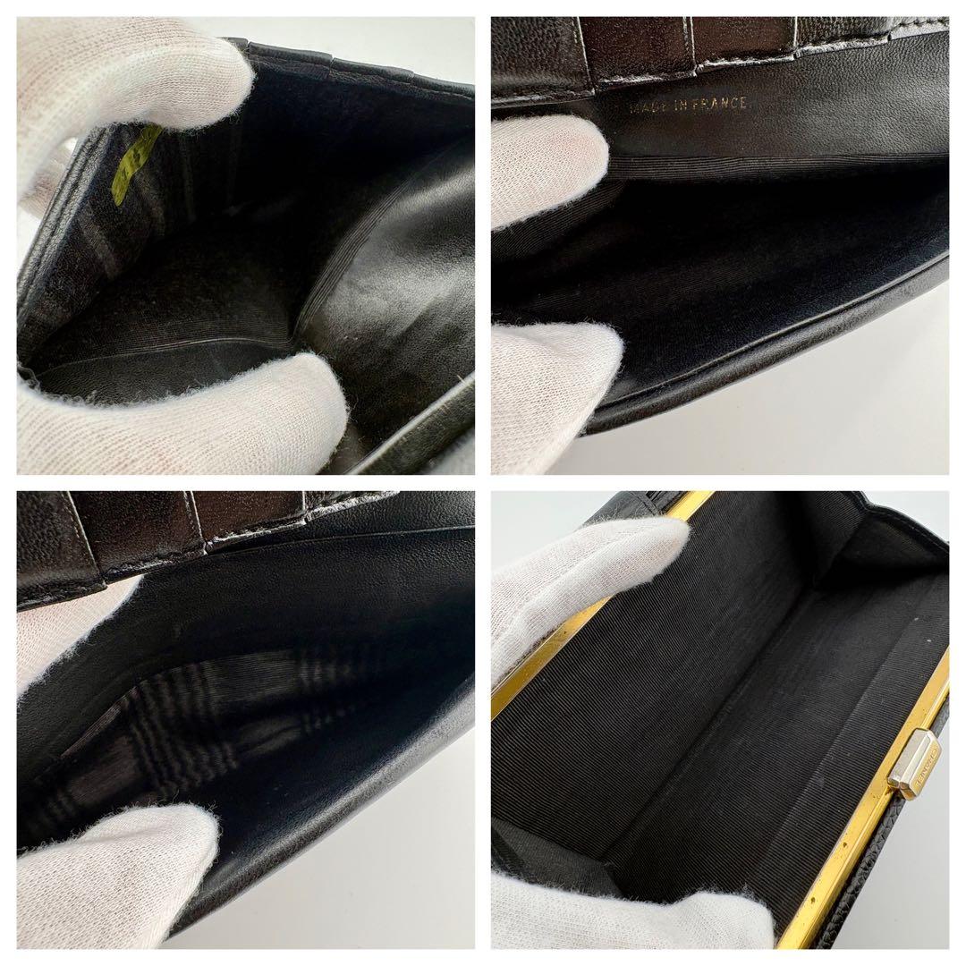 【良品✨】シャネル ビコローレ キャビアスキン がま口 長財布 ブラック 4番台