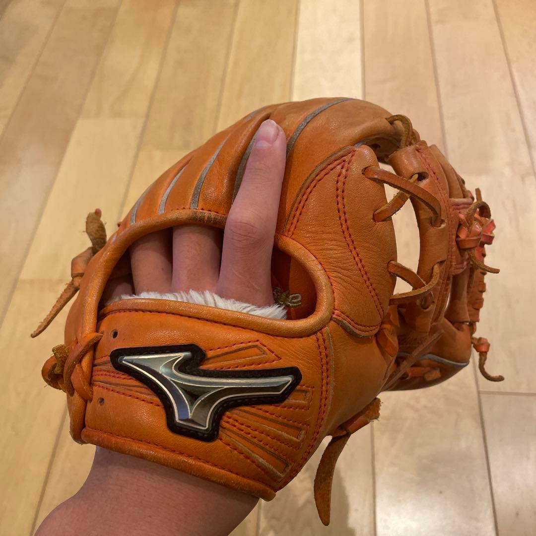 Mizuno グラブ オレンジ レザー軟式（坂本勇人モデル）