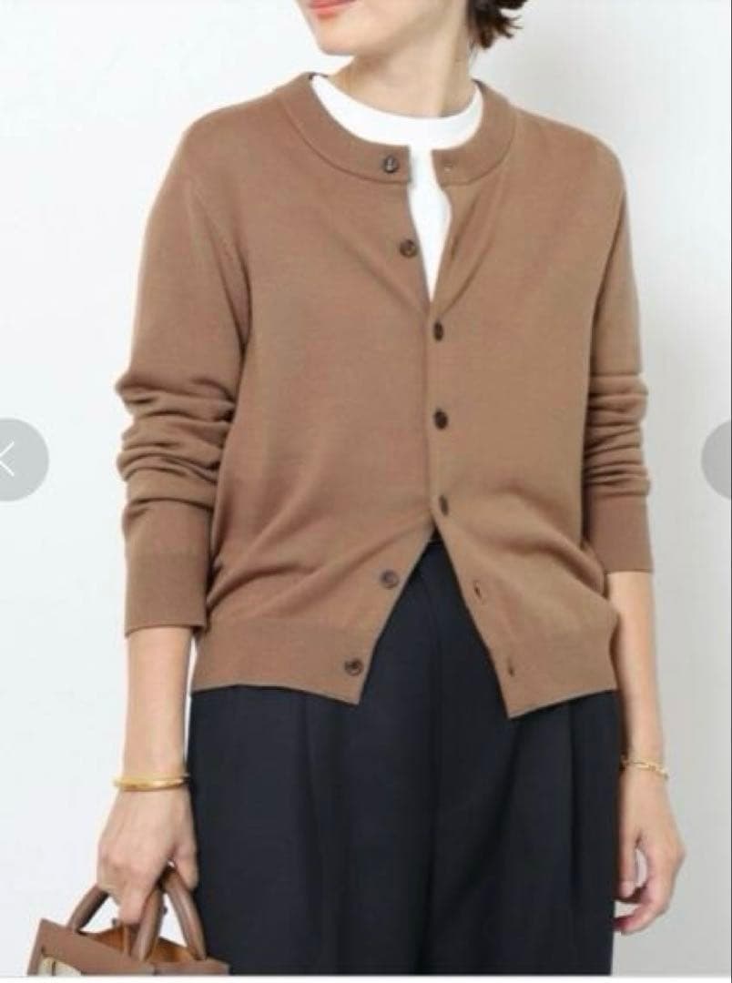 【２０２３】ドゥーズィエムクラス　 WISHクルーネックカーディガン　キャメル
