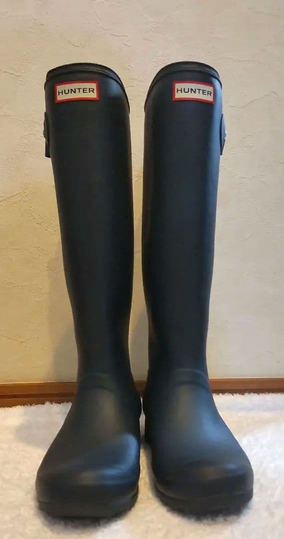 Hunter ハンター レインブーツ ネイビー紺UK6US8 24.5㎝雨靴長靴