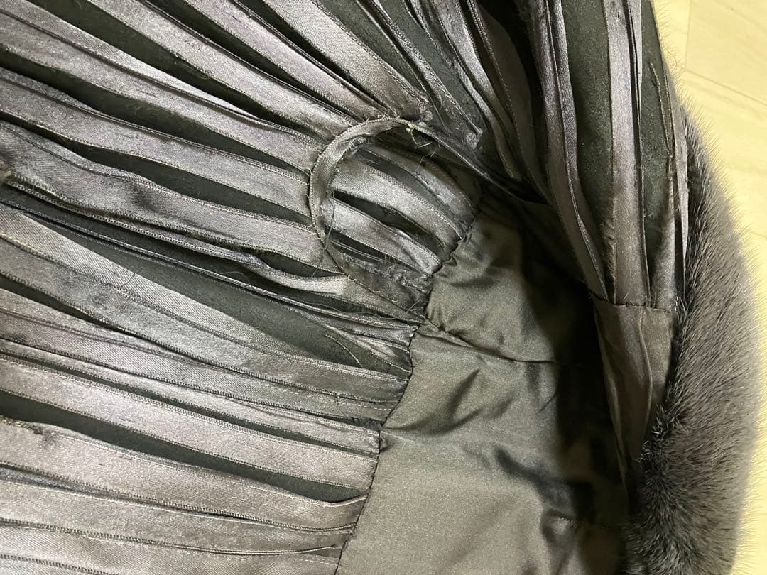 ミンク ファー コート ジャケット ポンチョ ストライプデザイン グレー系