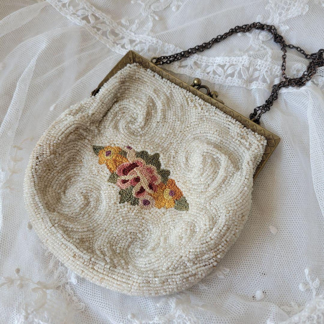 フランス　アンティーク　ビーズバッグ