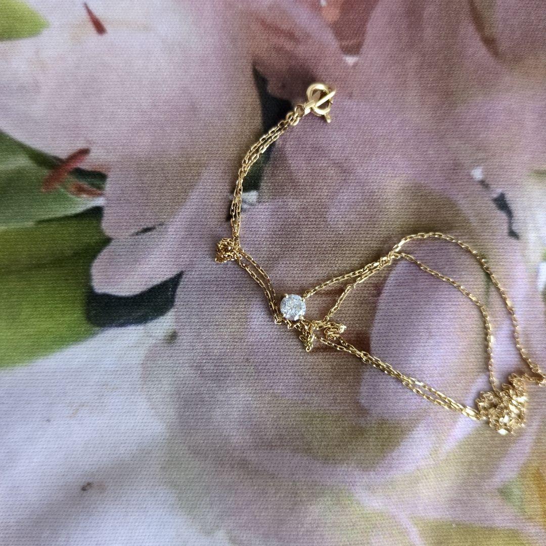 ✿18金✿一粒ダイヤモンドネックレス 　　0.22 ct カード付き