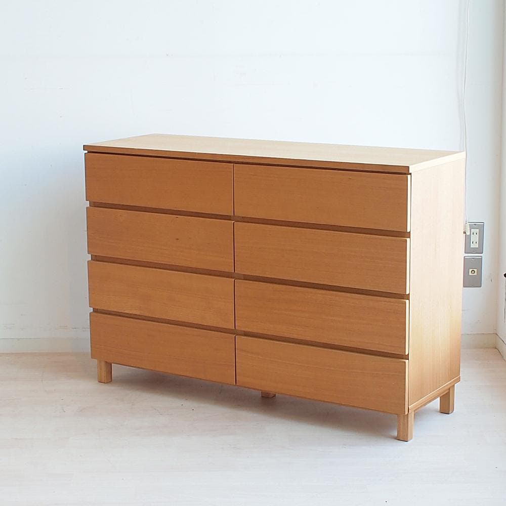 廃盤品 無印良品/MUJI タモ材 4段チェスト 120cm ZR23988