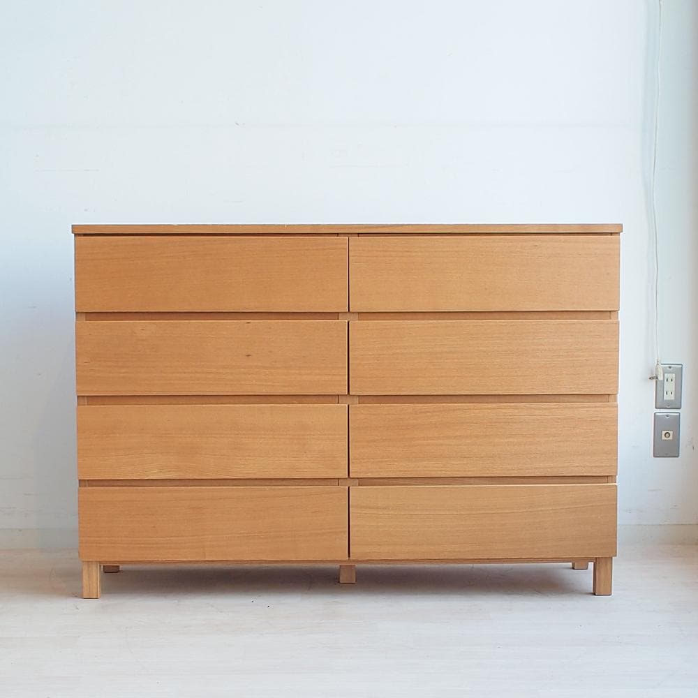 廃盤品 無印良品/MUJI タモ材 4段チェスト 120cm ZR23988