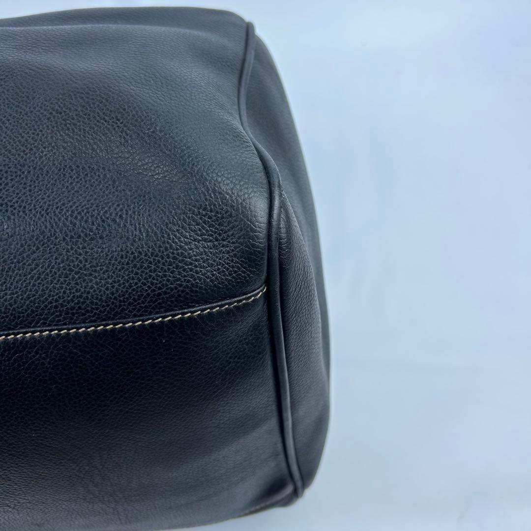 【美品】ダンヒル　ボストンバッグ　レザー　ロゴ金具　デカボストン　黒　旅行バッグ