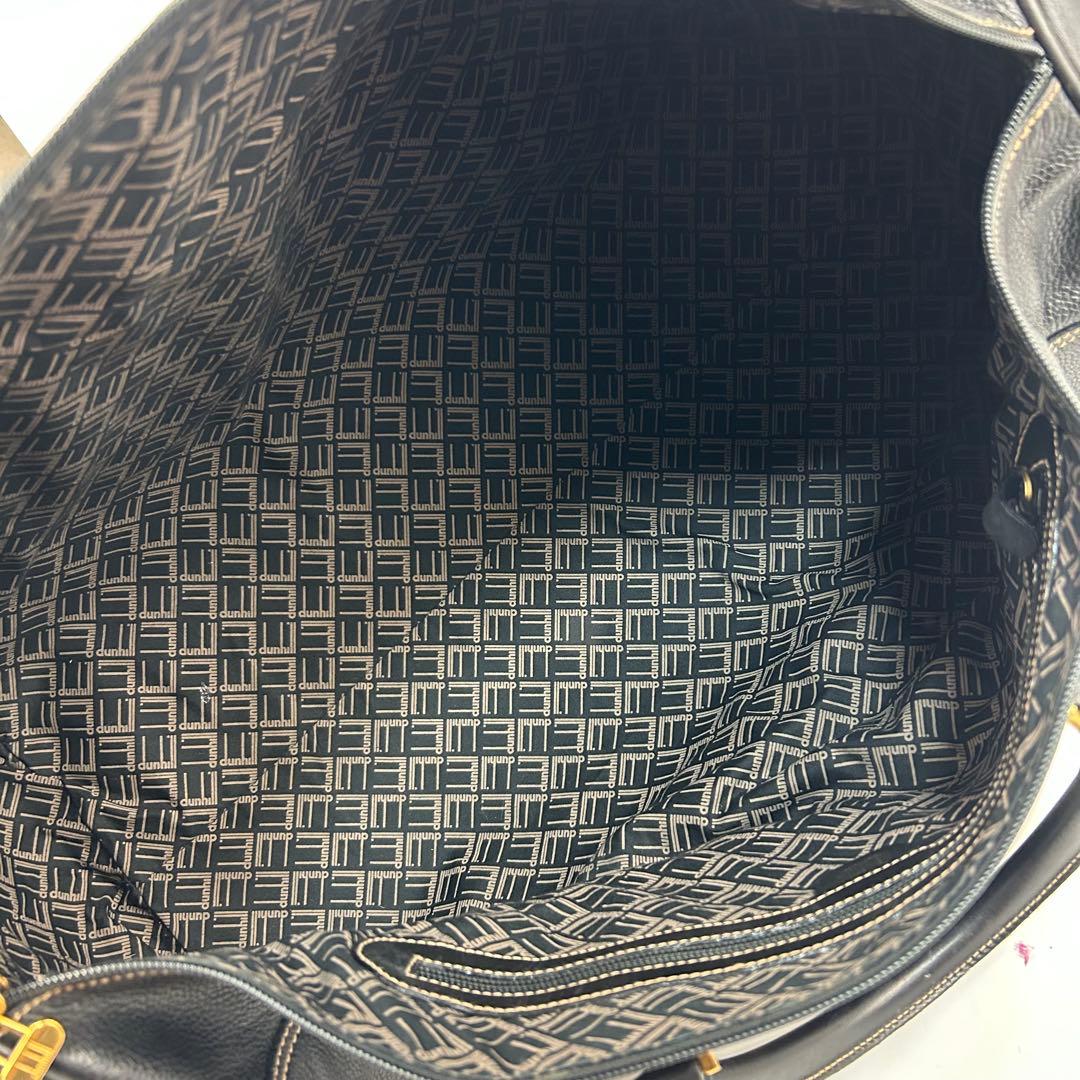 【美品】ダンヒル　ボストンバッグ　レザー　ロゴ金具　デカボストン　黒　旅行バッグ