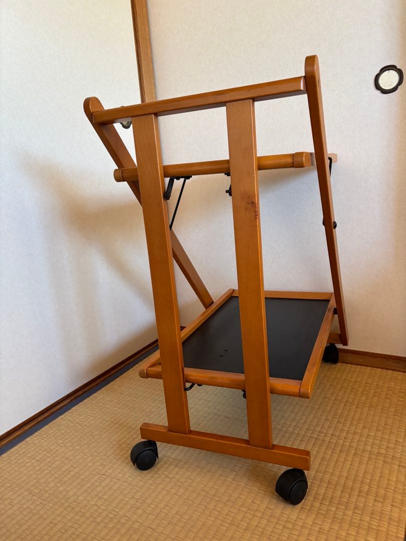 イタリア　木製　折り畳み　キッチンワゴン 黒色天板　ホッパペドレッティ