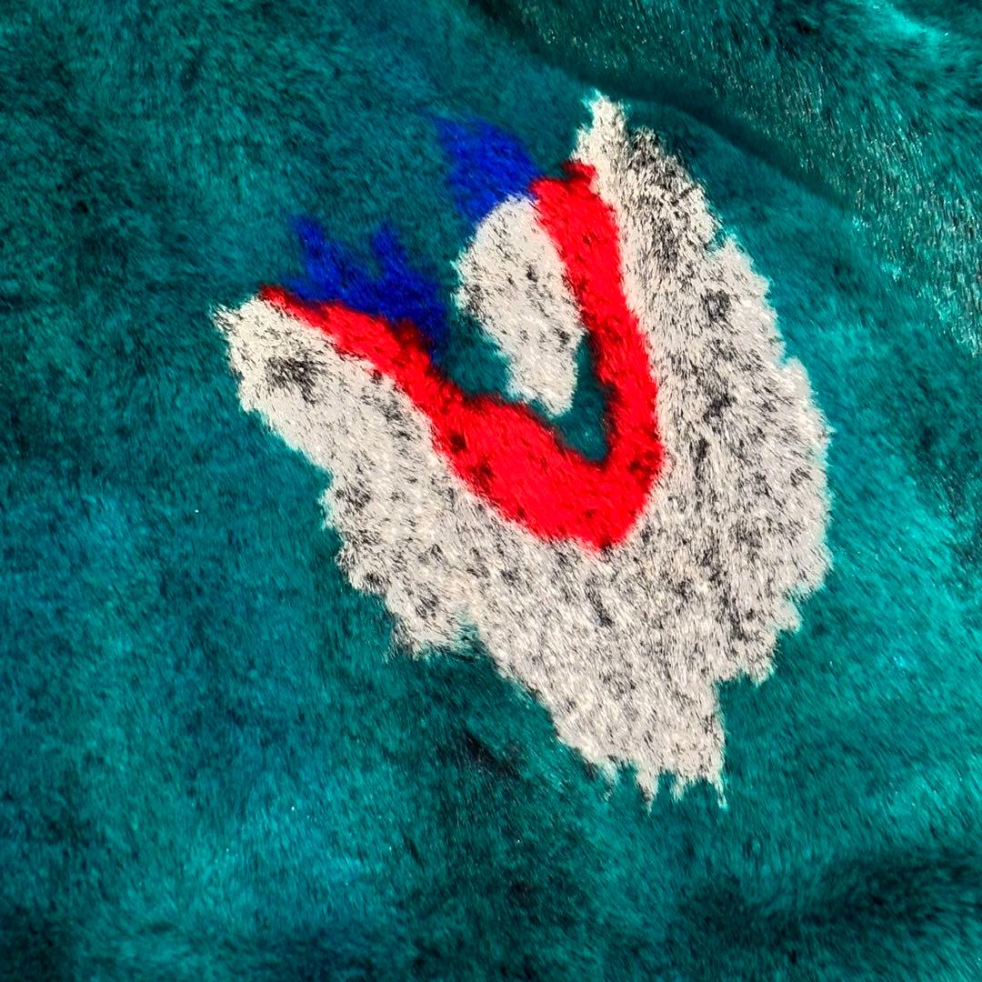 極美品✨TRUNO 総柄　高級ファーノーカラーコート孔雀柄 定価¥46,200