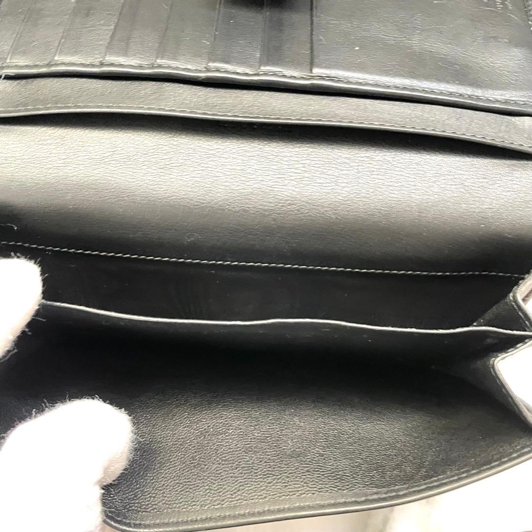 GUCCI グッチ　シマ レザー 長財布　メタルロゴ　wホック　0121-①