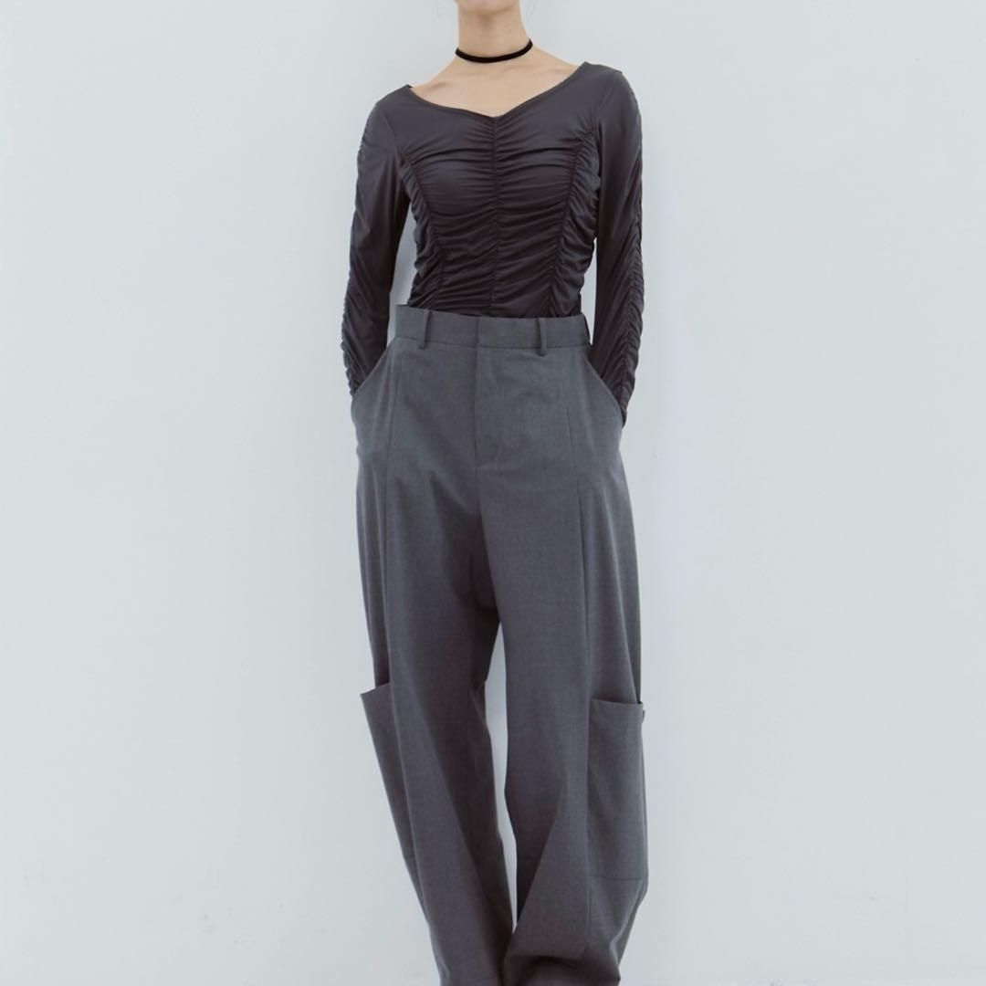 STUDIOUS 洗える✨ギャザースキントップ　長袖Tシャツ　シアーシャツ