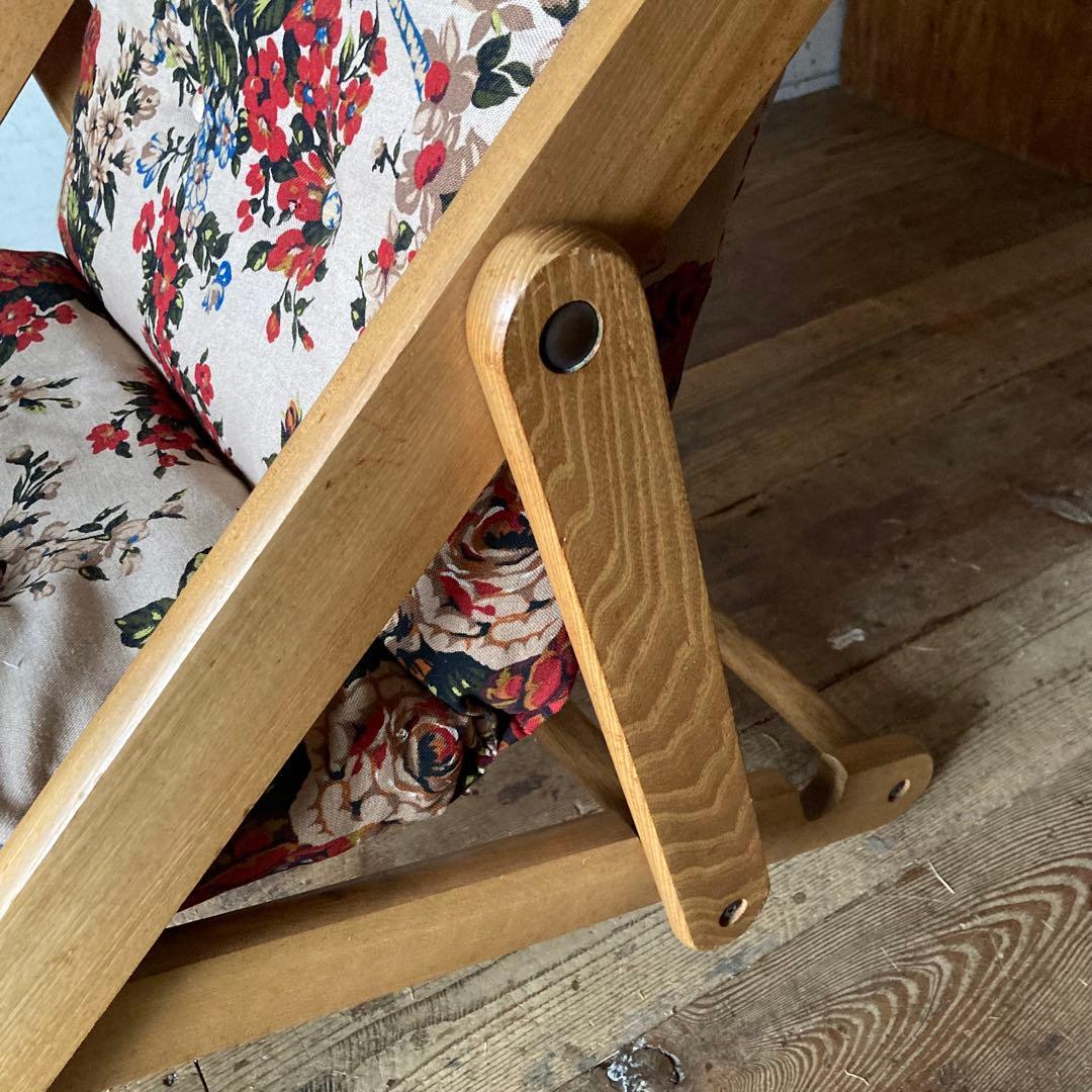 ヴィンテージ レトロ 折り畳みみ イージーチェア ラウンジ 花柄