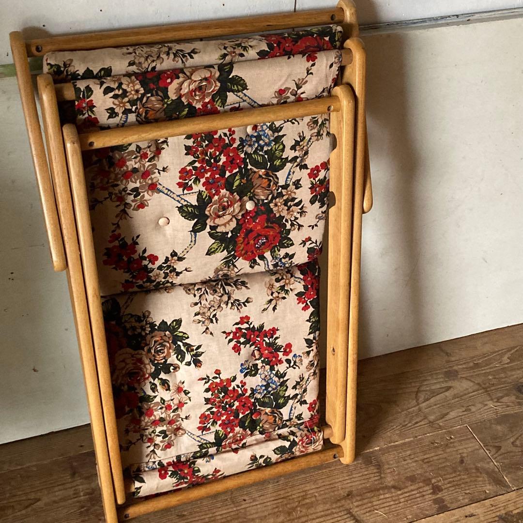 ヴィンテージ レトロ 折り畳みみ イージーチェア ラウンジ 花柄