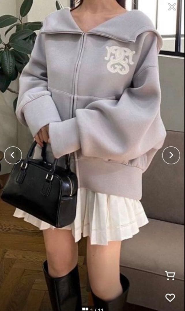 SNIDEL ボリュームパーカー グレーラメ