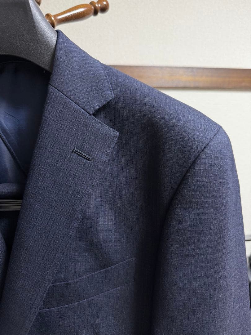 Y6新品未使用！高級ニュージーランドウール100%ネイビーシングルスーツ！