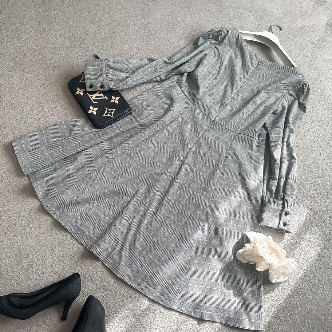 over E オーバーイー グレンチェックワンピース 96サイズ　グラマー