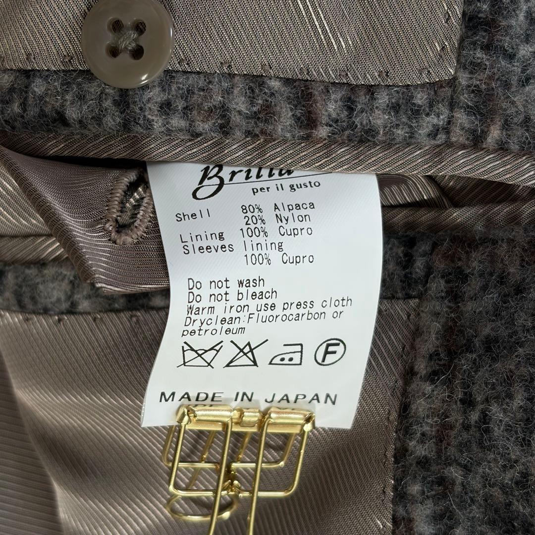未使用級✨Brilla テーラードジャケット フェルラ生地 チェック アルパカ