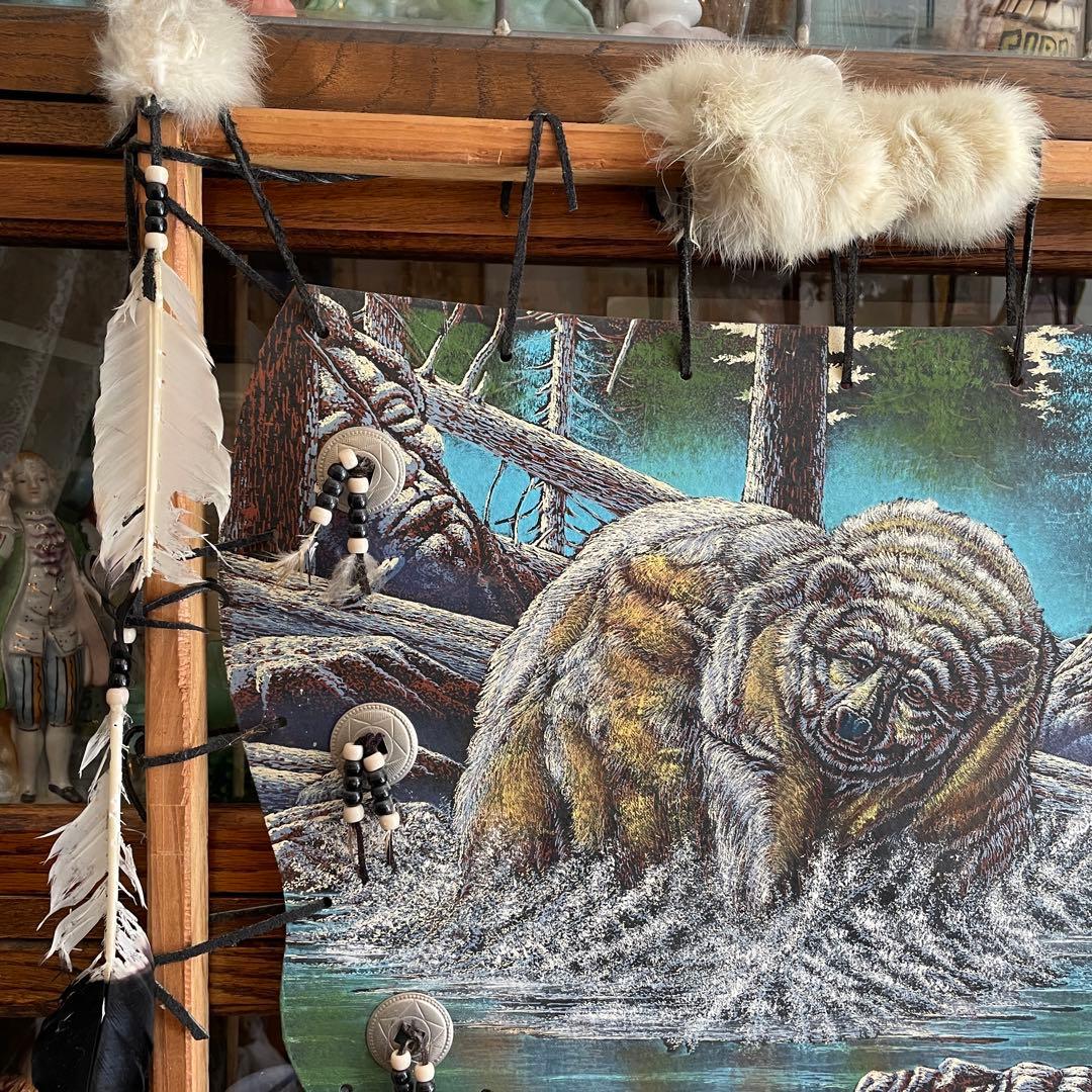 超レア！巨大BIG 70s〜ネイティブアメリカン 熊壁掛けUSAヴィンテージ雑貨