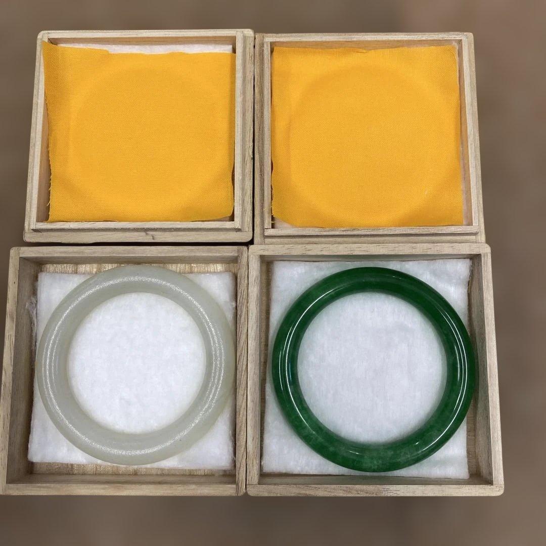 翡翠バングル グリーン ホワイト2個セット