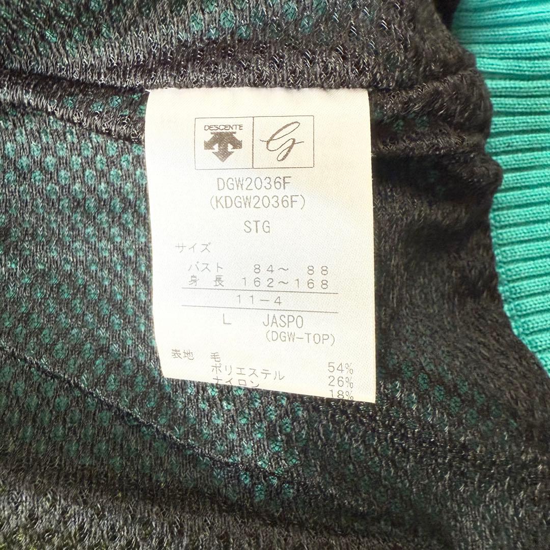 デサントゴルフ ウェア ブルーグリーン フルジップ ニット ジャケット L