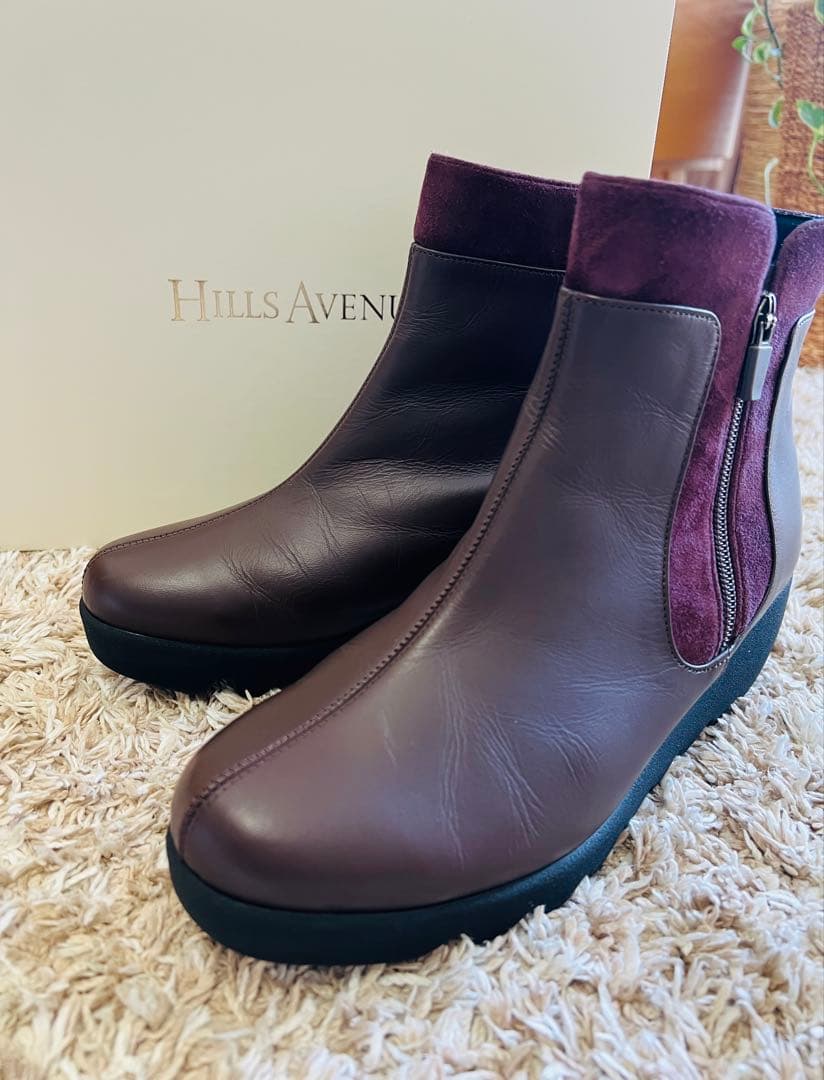 【HILLS AVENUE】人気のサイドゴアブーツ ブラウン/バーガンディ