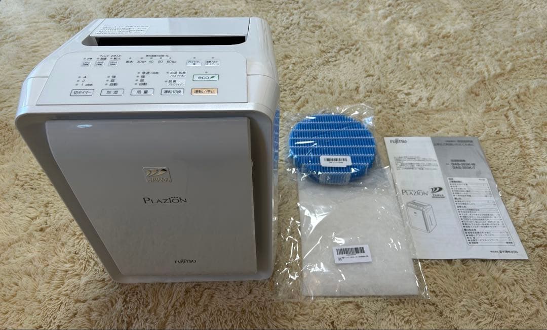 【美品】富士通ゼネラル加湿除菌脱臭機（新品フィルタ付）DAS-303K-W