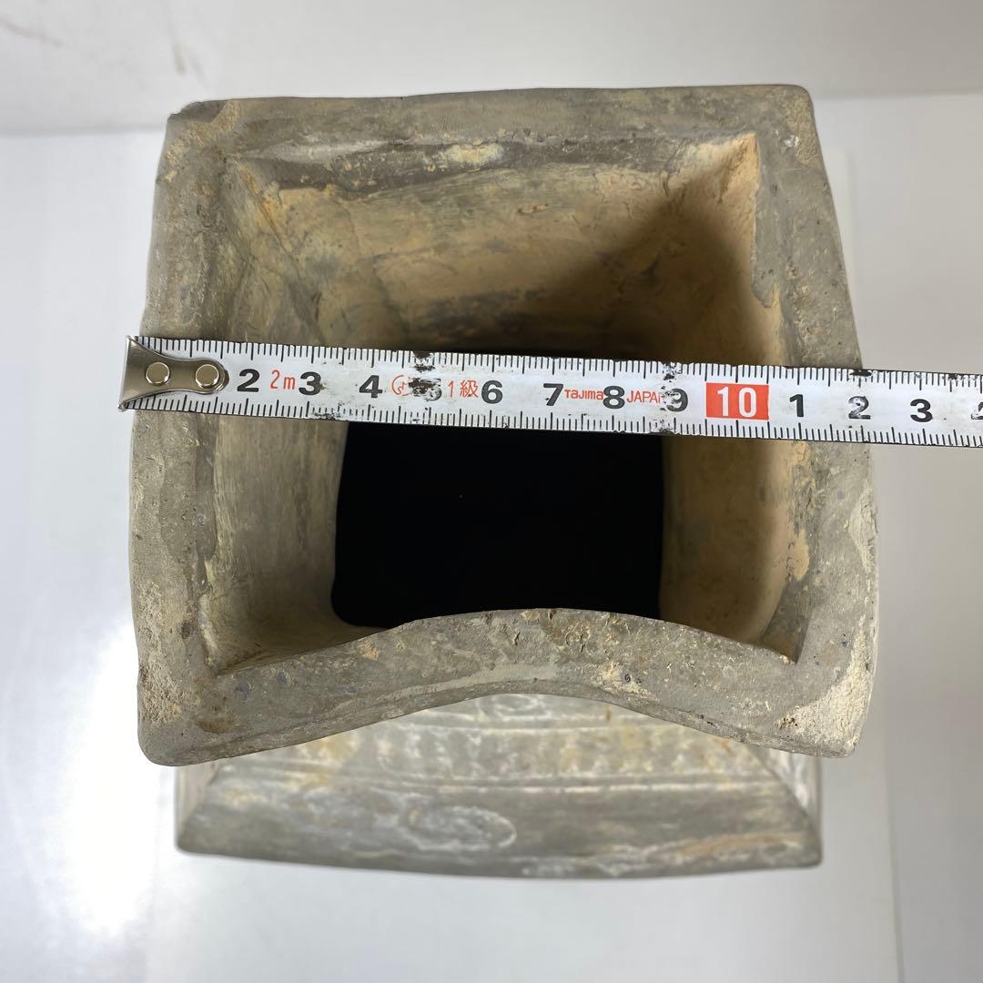 専用中国漢時代　灰陶蓋付　加彩方壷　高さ39.7㎝　タエサカ　東な7-0301②