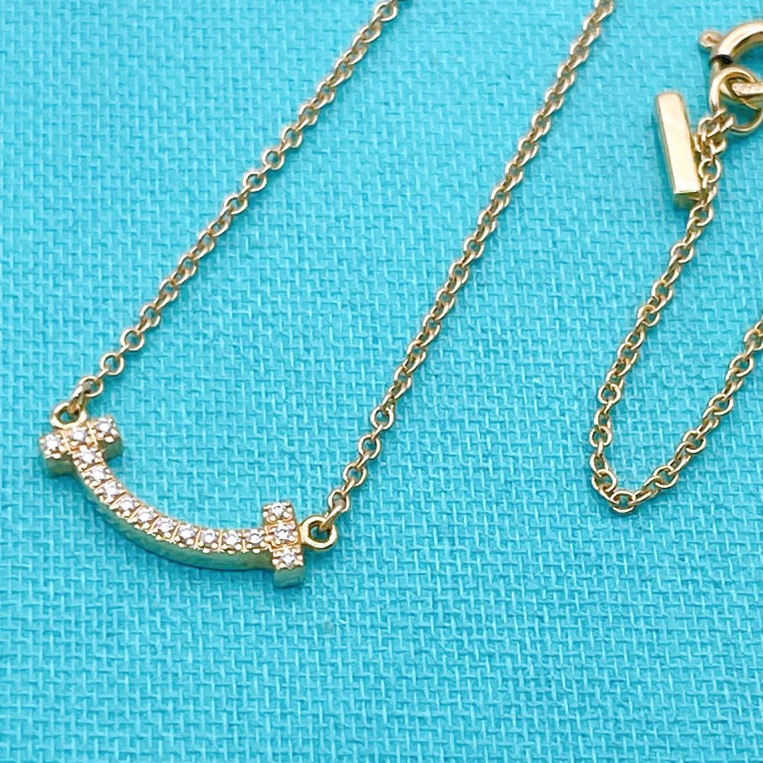 Tiffany & Co. ネックレス　Tスマイル　YG750 ダイヤモンド