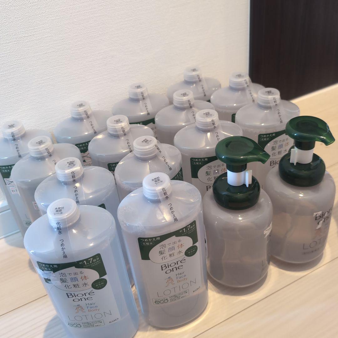 ビオレワン　 泡で出る化粧水　髪顔体　 つめかえ用×14　本体×2