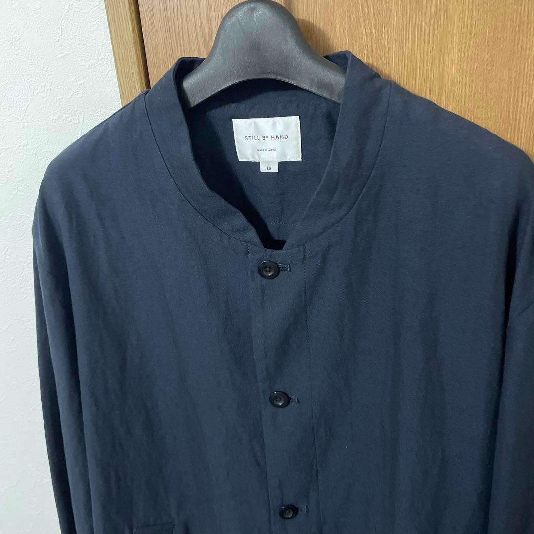 still by hand コットンリネン　ブルゾン　ダークネイビー　50