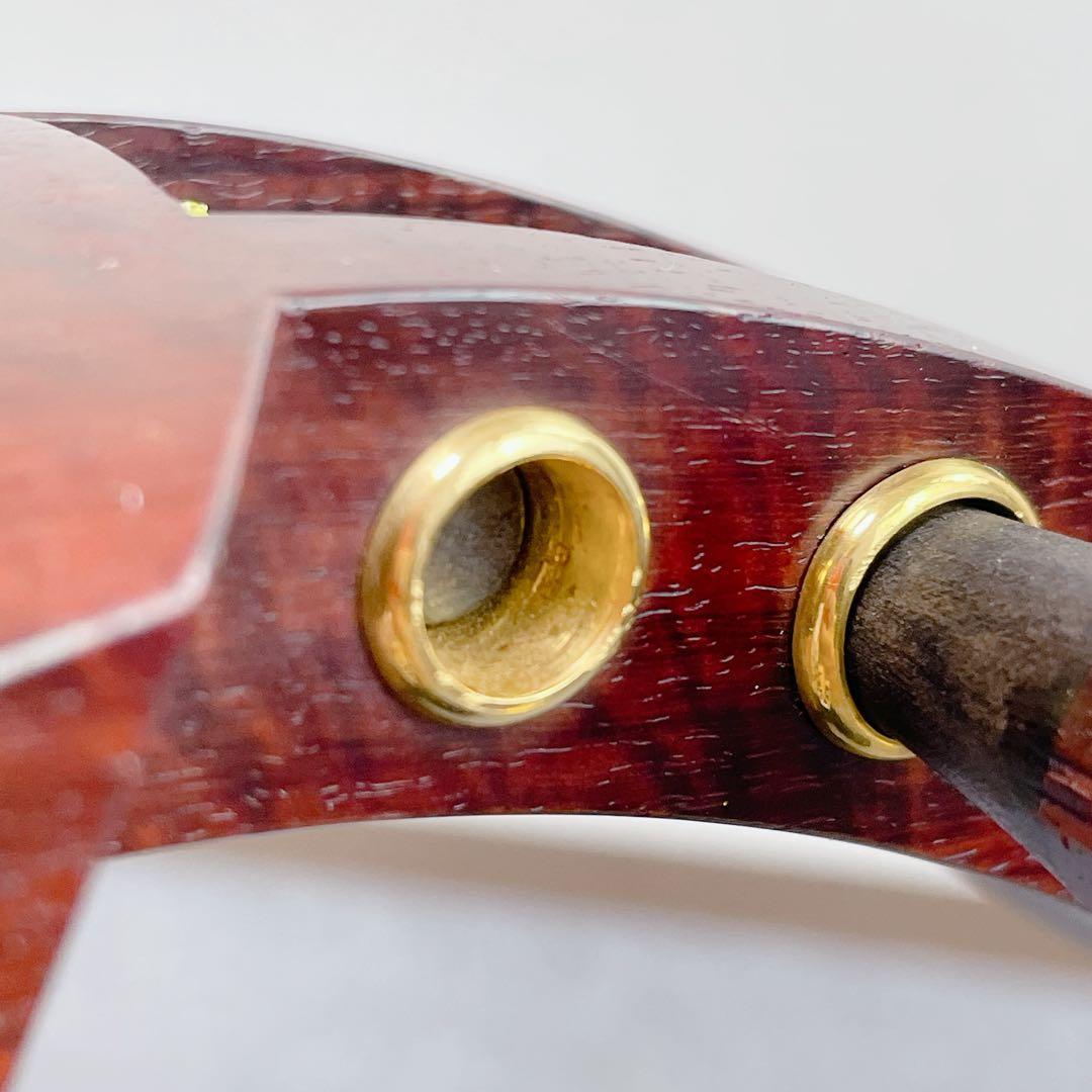 三味線 虎トチ紅木 子持ち綾杉胴 犬皮 二本溝 紅木糸巻き K22 金細 細棹