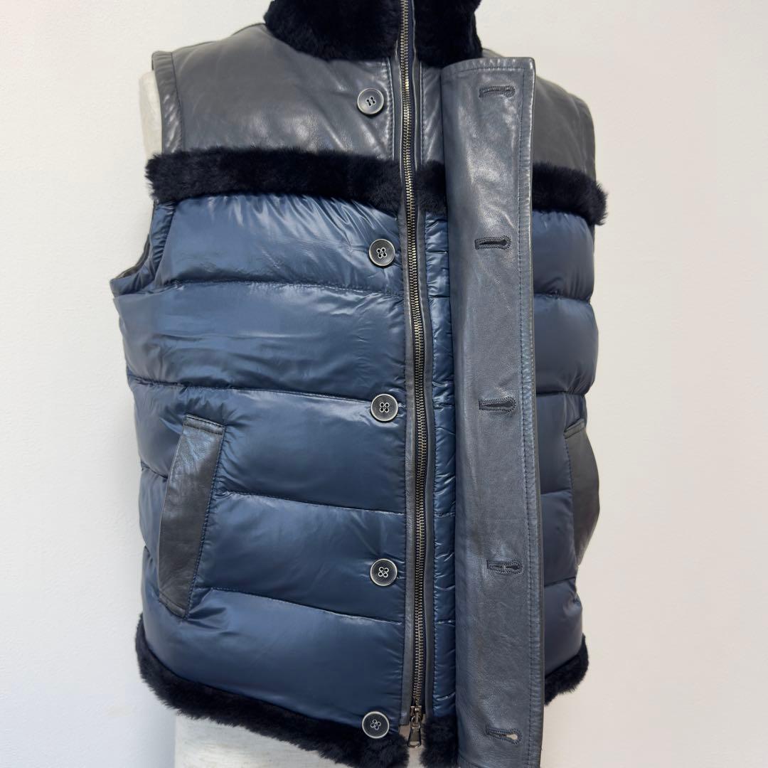 定価19.2万円 エンメティ シアリングムートン×ラムレザーダウンベスト 48