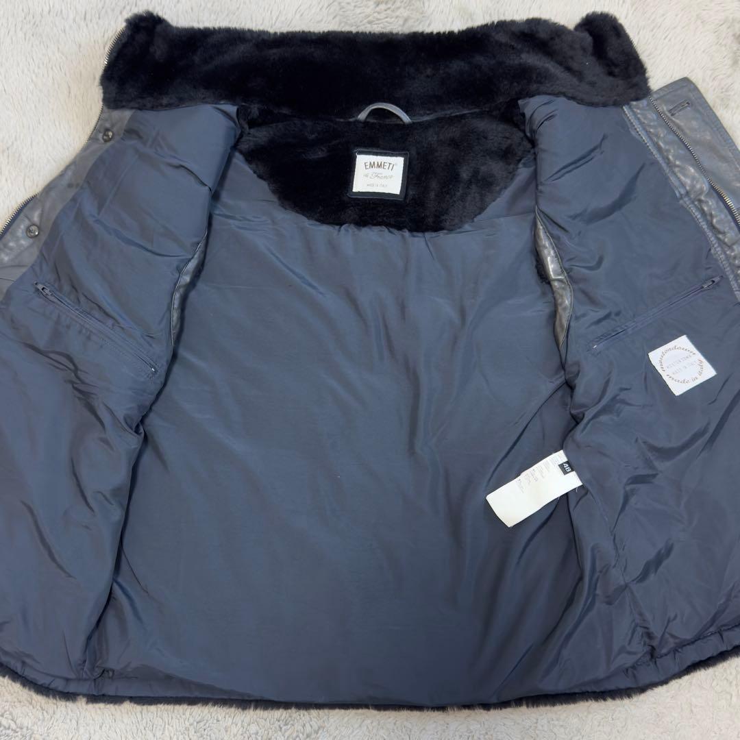 定価19.2万円 エンメティ シアリングムートン×ラムレザーダウンベスト 48